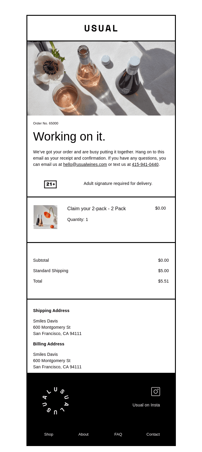 Done! Order 65000 Confirmed.