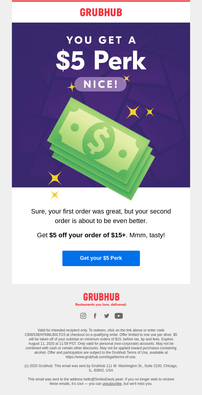 Don’t forget your $5 Perk