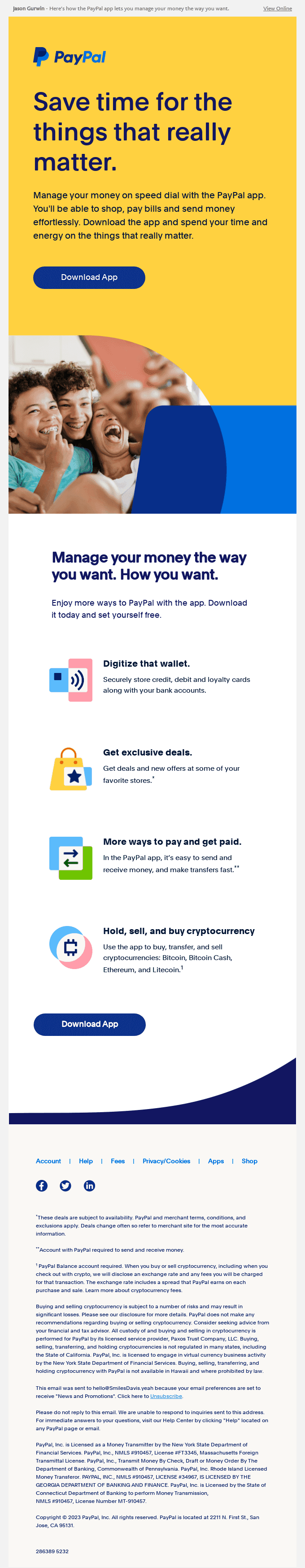 Download the PayPal app today