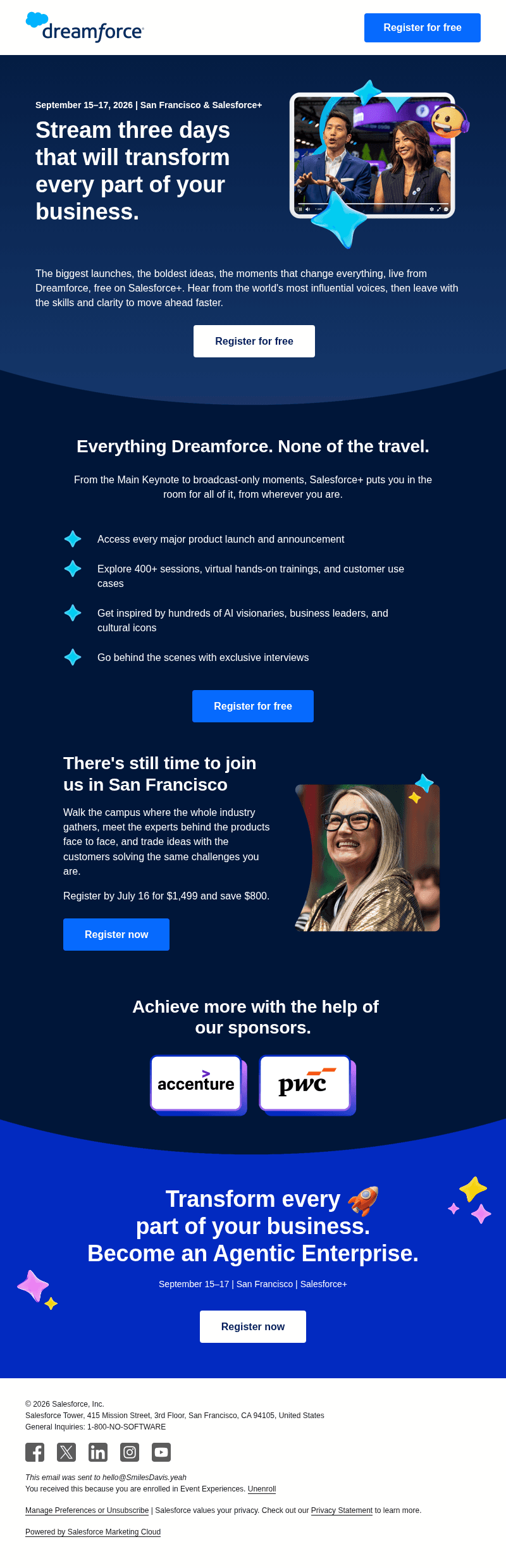Your free front-row seat to Dreamforce, only on Salesforce+