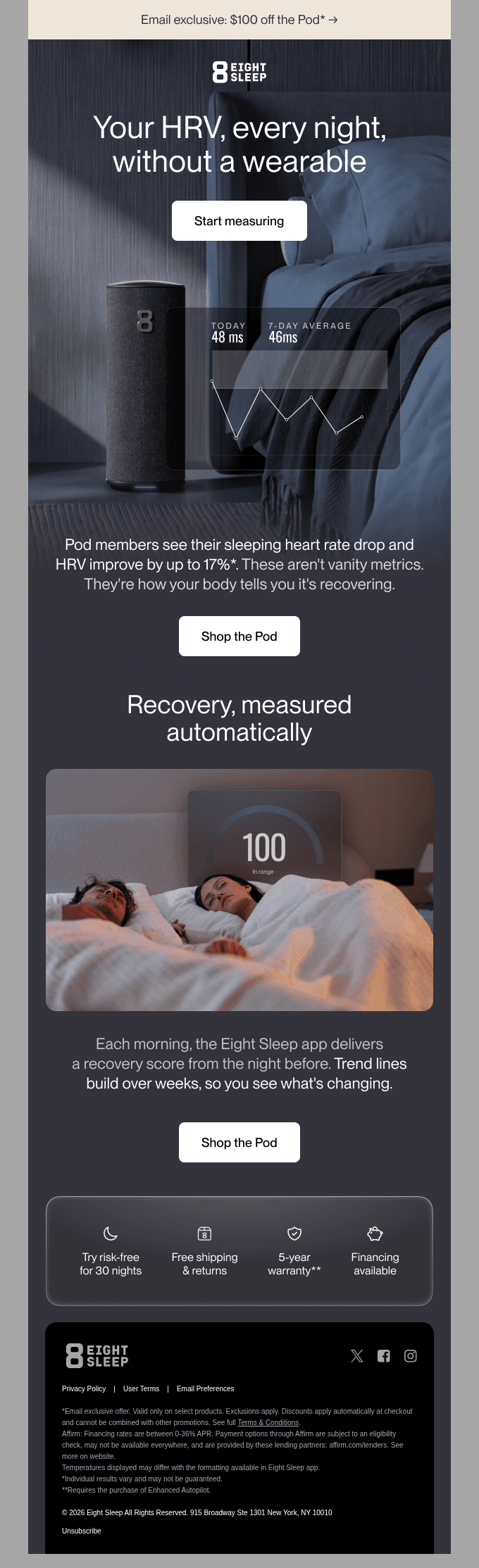 Your HRV, every night, without a wearable*