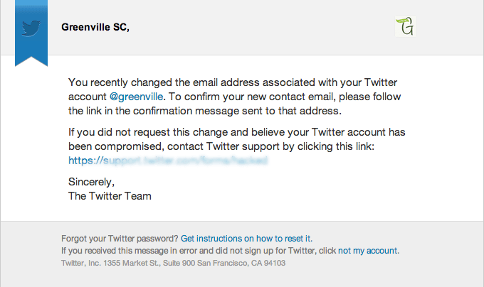 Email Address Change Design from Twitter