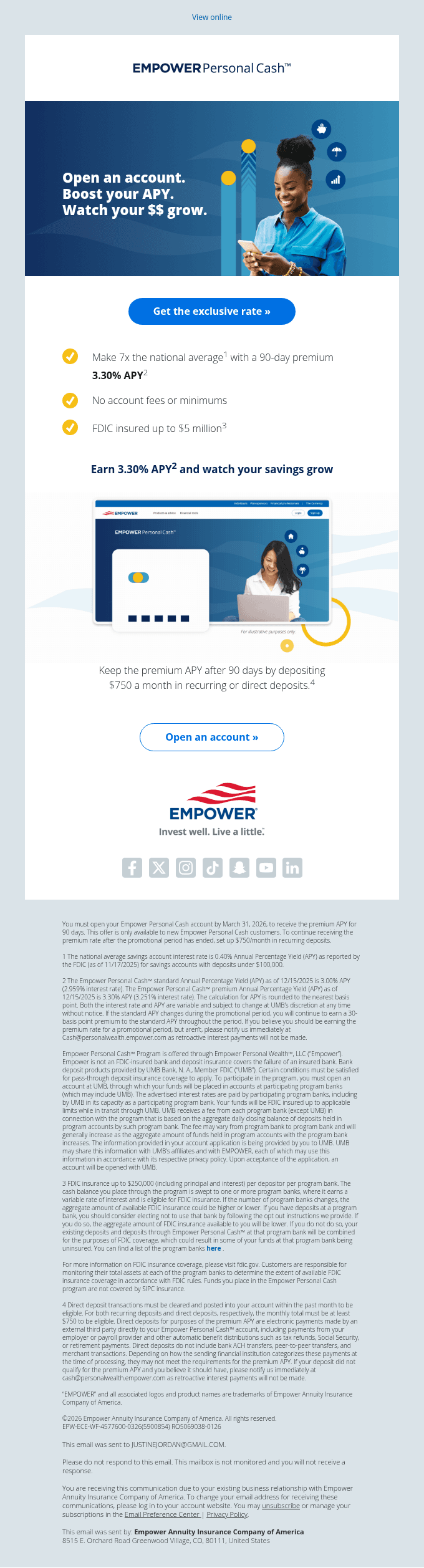 No deposit required! A promo rate just for you.