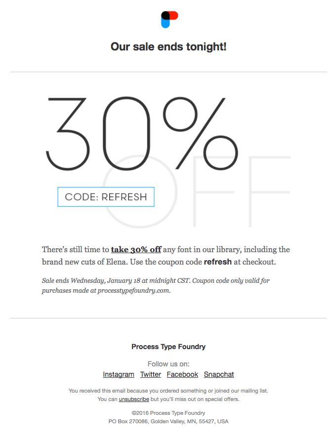 Ends tonight: 30% off all fonts