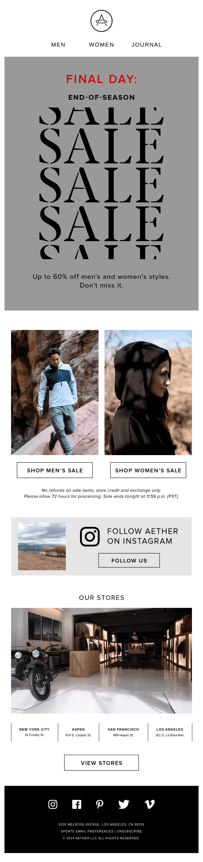 Final Day For Up to 60% Off