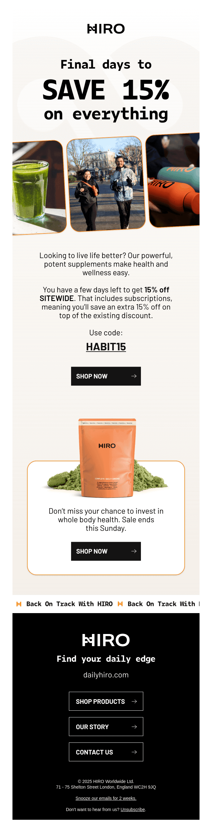 Final days to get 15% off