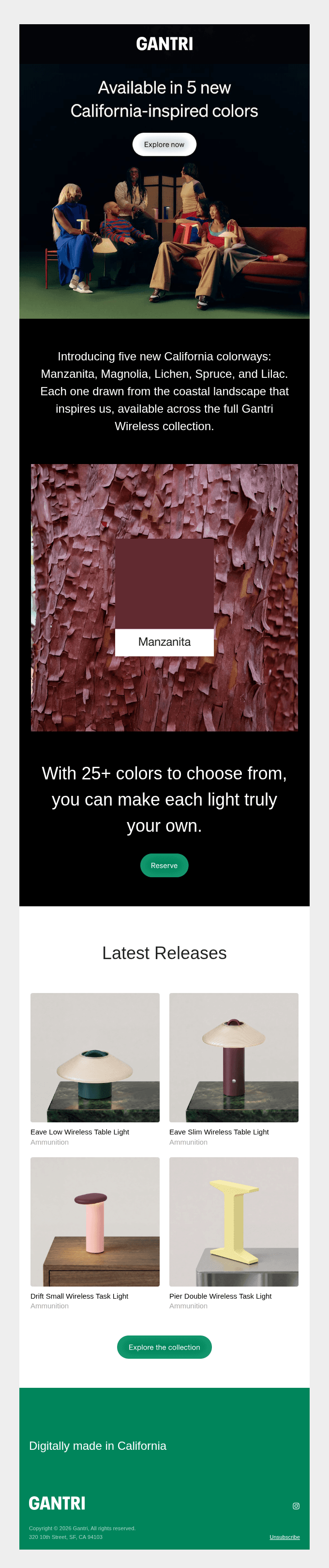 Five new colors. All California.