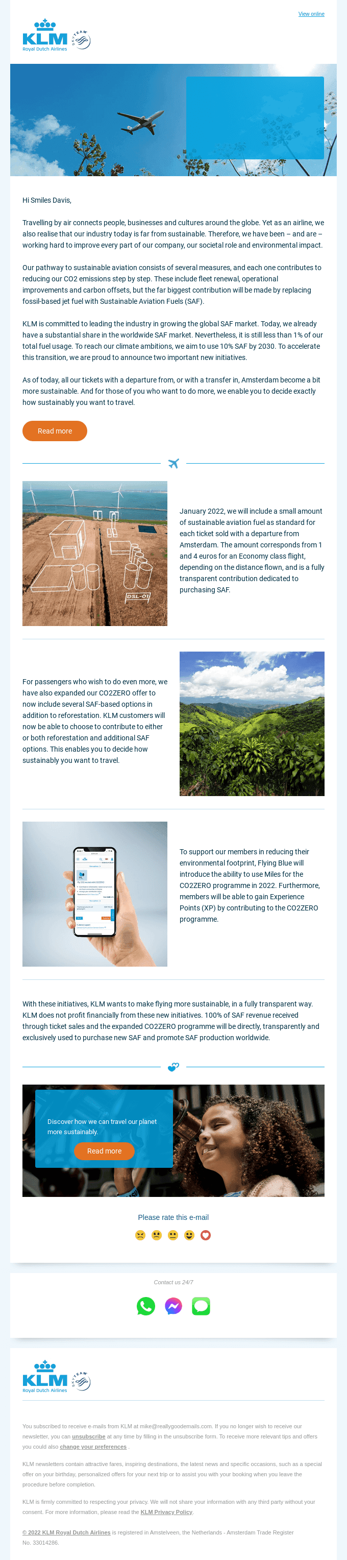 Fly more sustainably with KLM