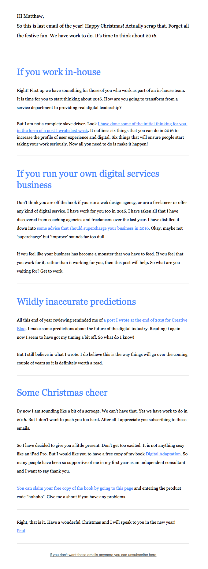 Forget Christmas. Think about 2016 – Boagworld Newsletter