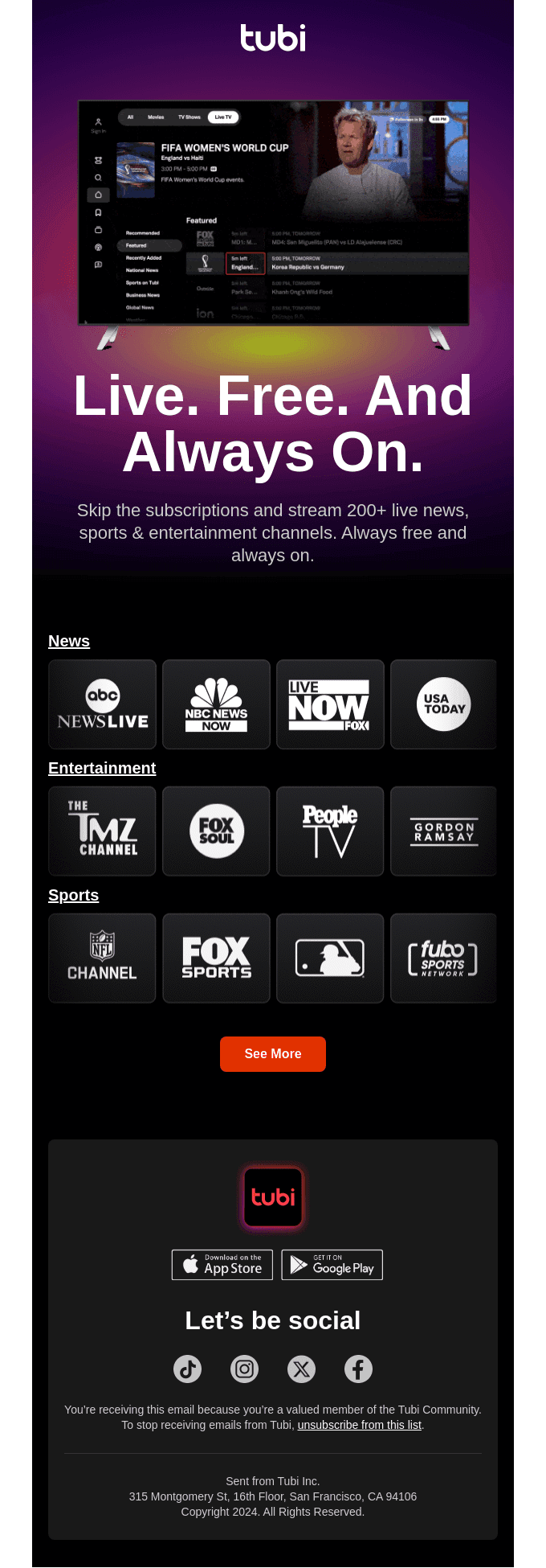 Free Live TV, this way