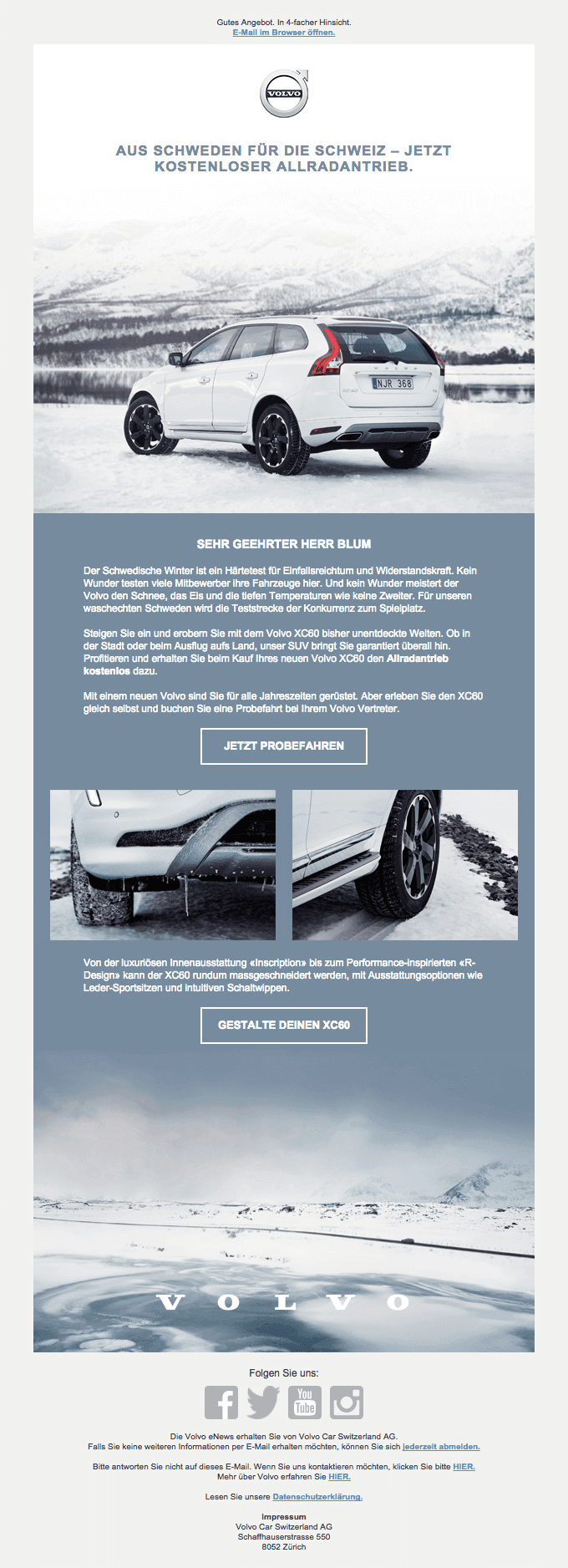 From Sweden to Switzerland – now a free wheel drive.