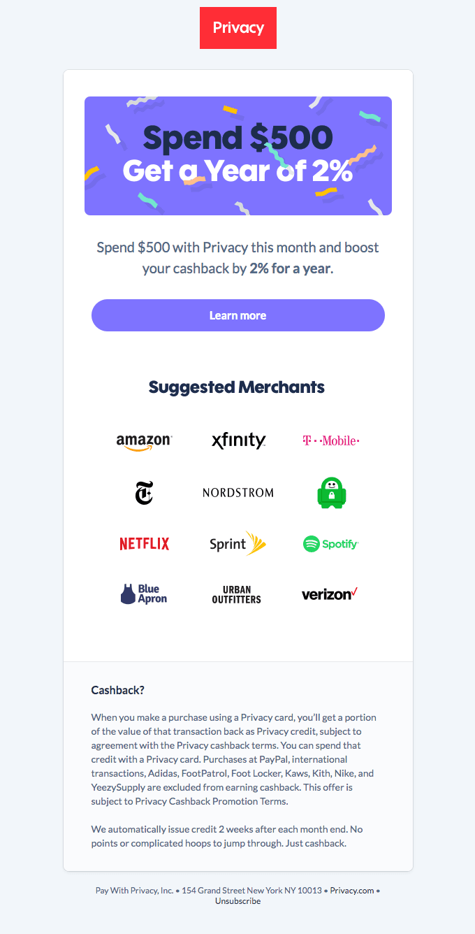 Get 2% Cashback for a year!