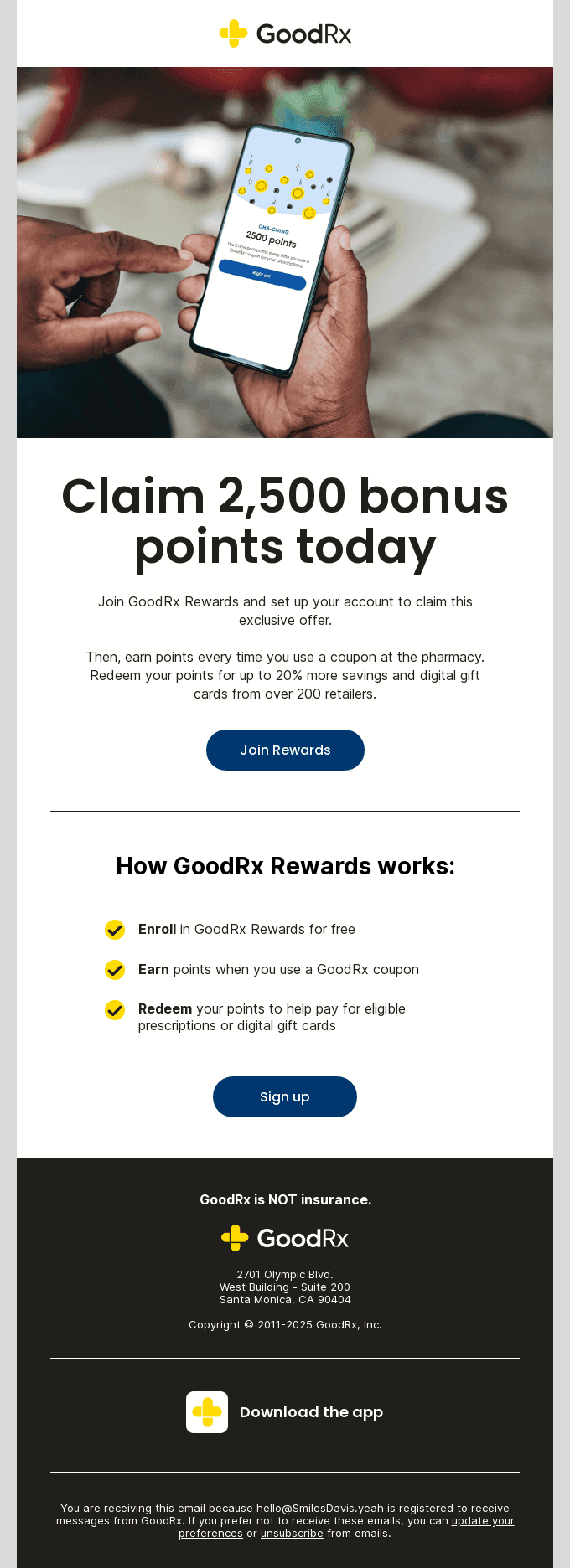 Get 2,500 GoodRx Rewards points