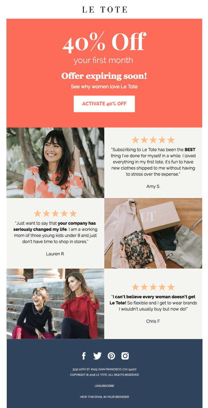 Get 40% off your first month