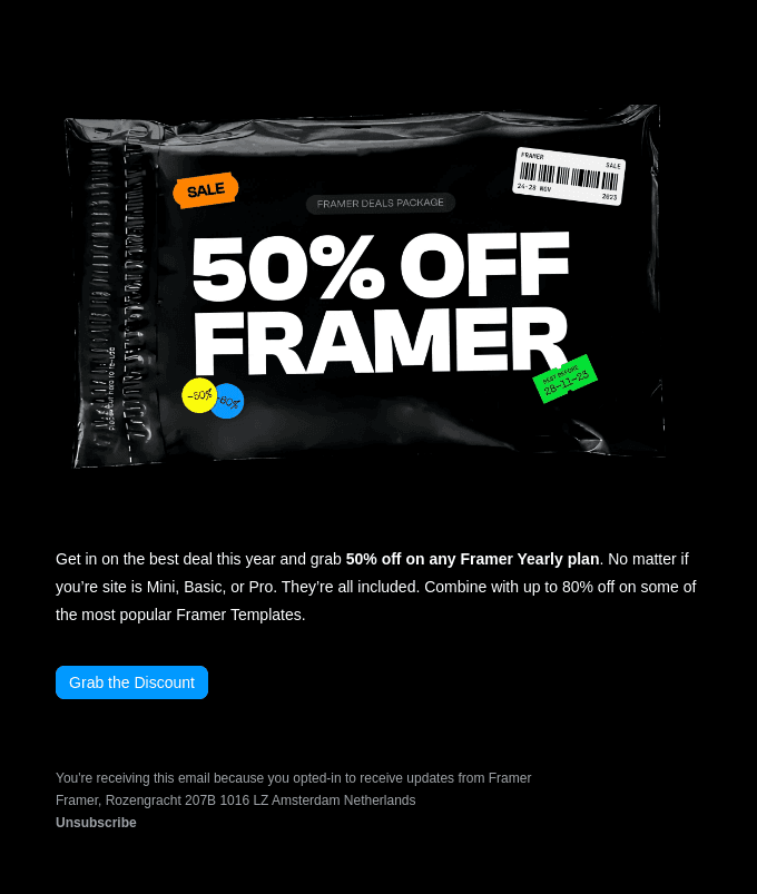 Get 50% off Framer