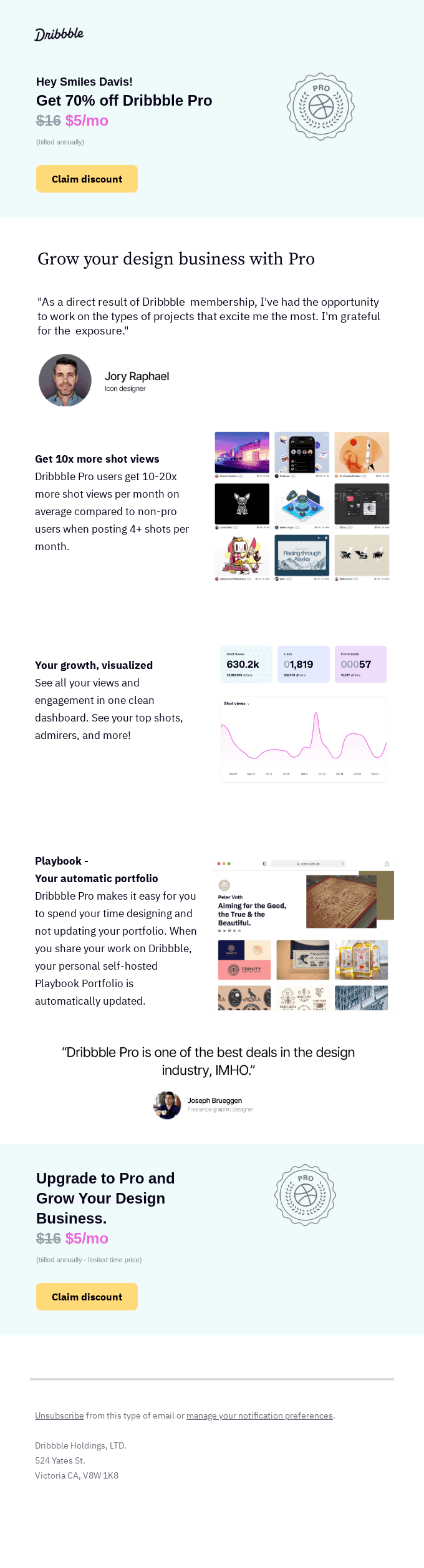 Get 70% off Dribbble Pro
