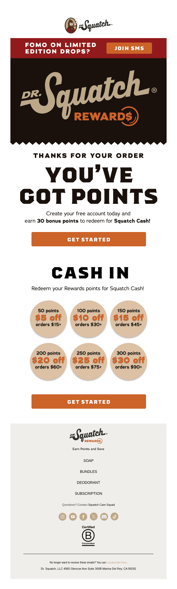 Get rewarded for your order