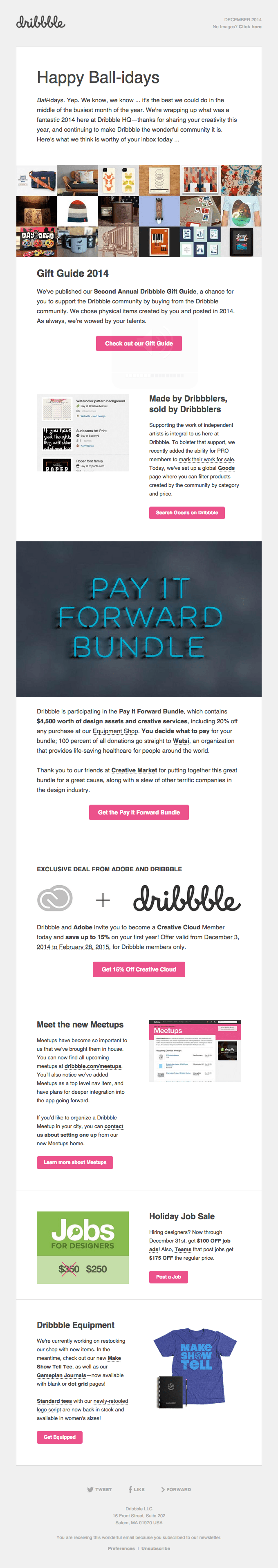 [Dribbble] Gift Guide, Meetups, $100 Off Jobs and More