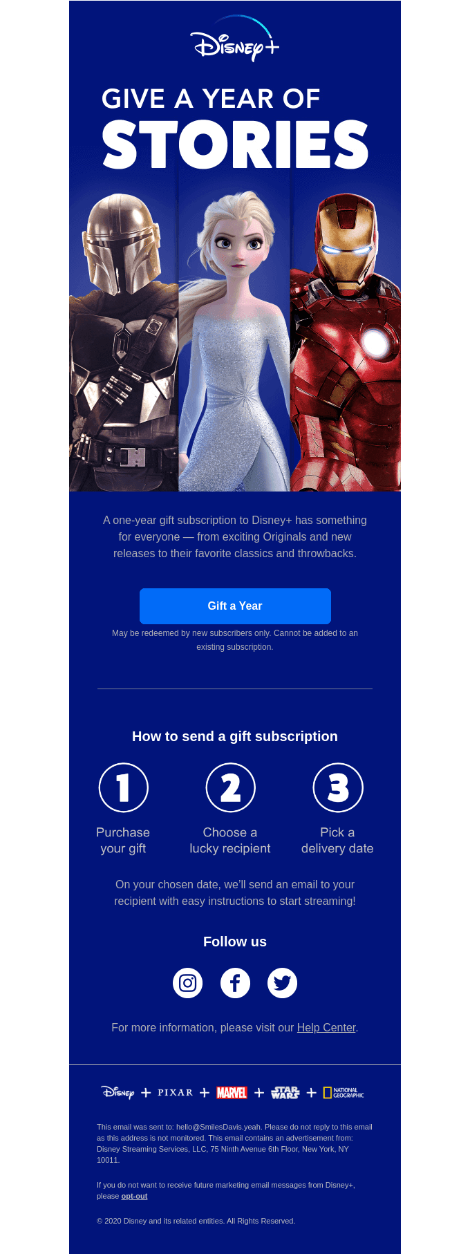 Give a year of Disney+