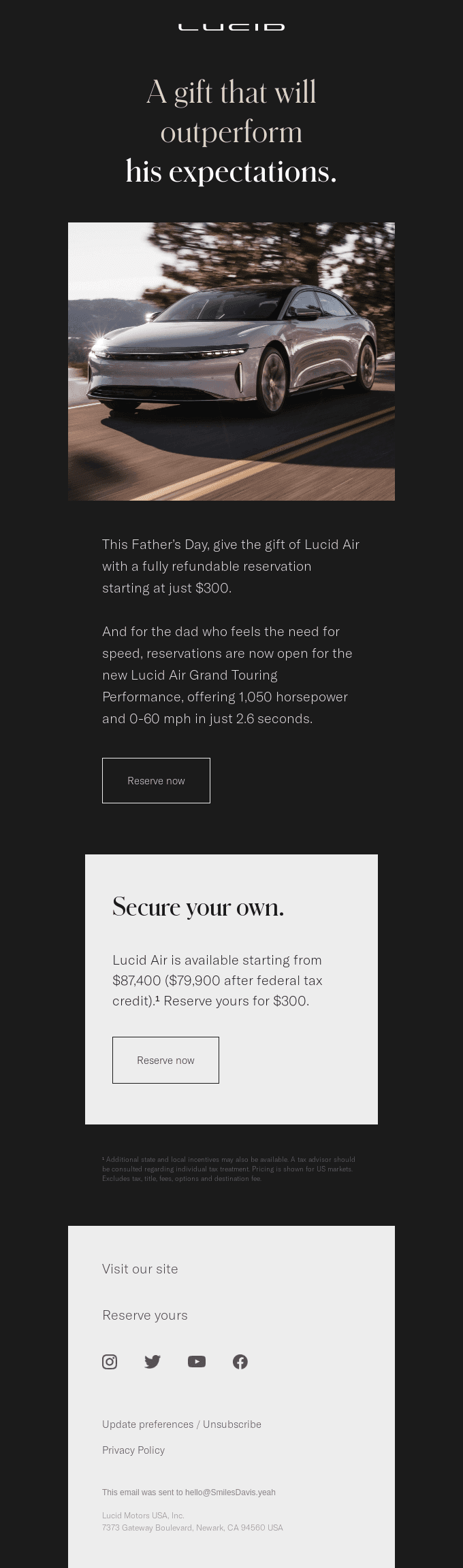 Give dad the gift of Lucid Air