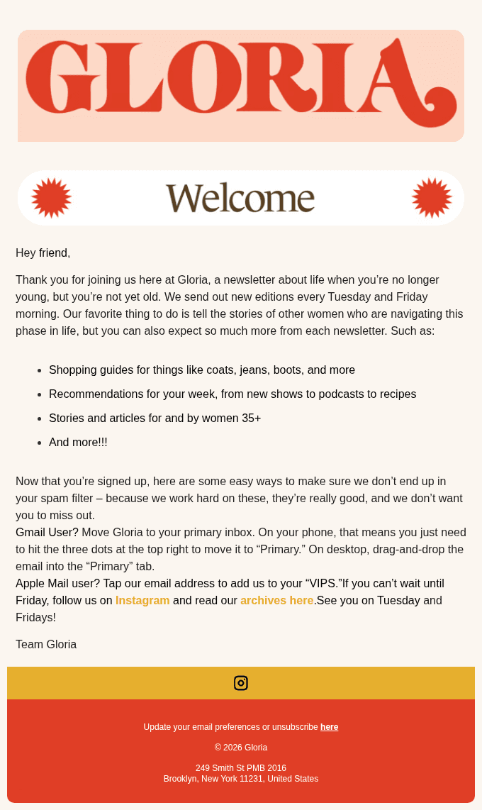 Welcome to Gloria!