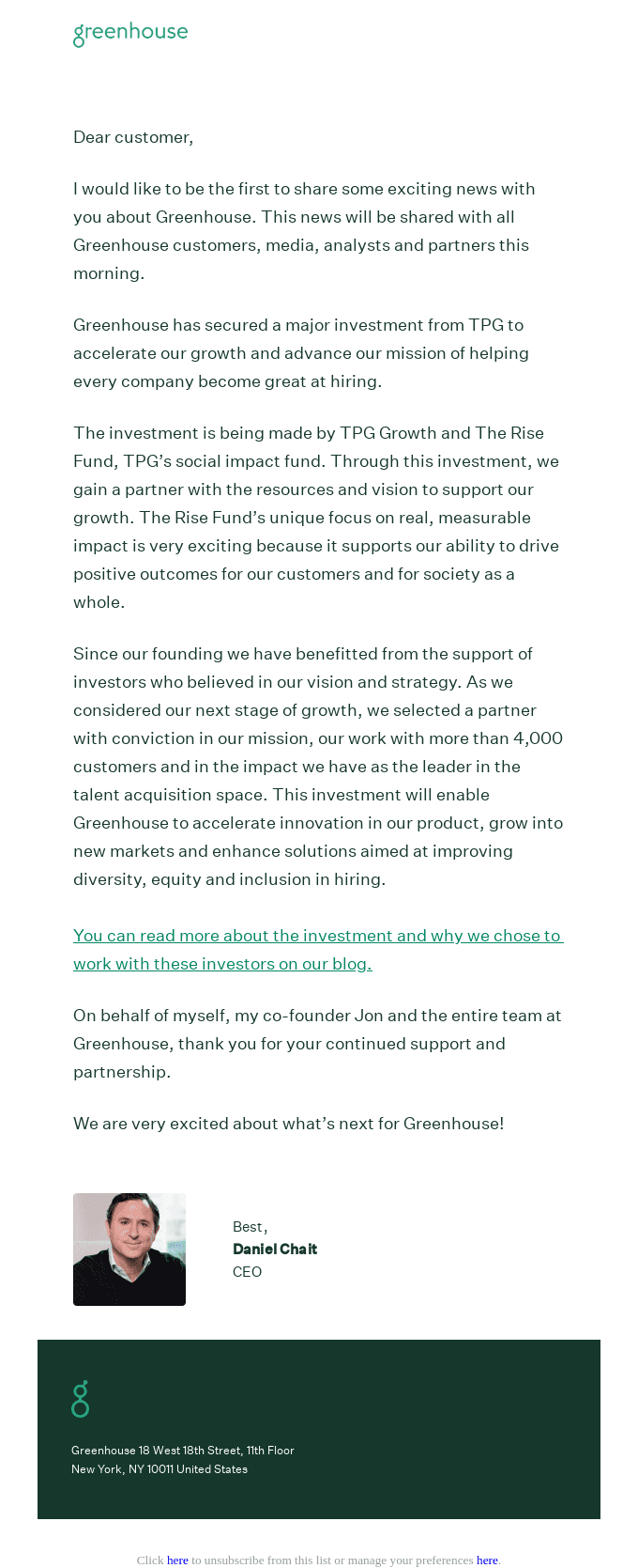 Greenhouse news