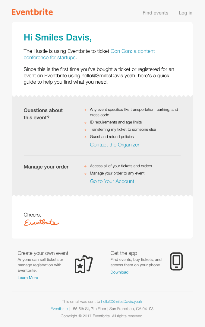 Greetings from Eventbrite