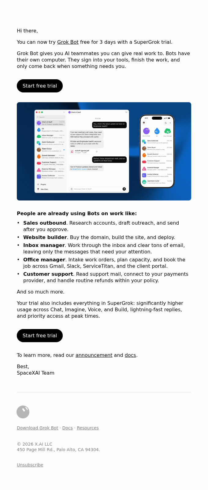 Try Grok Bot free for 3 days