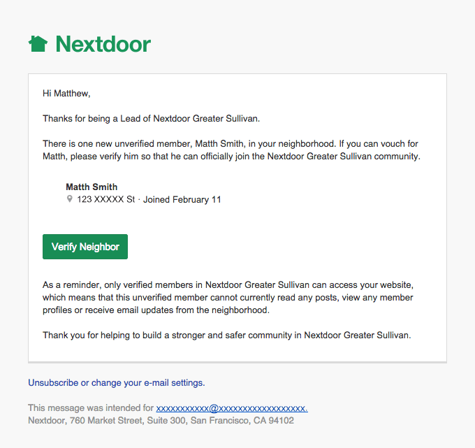 Matthew, Help Verify One New Member of Nextdoor Greater Sullivan