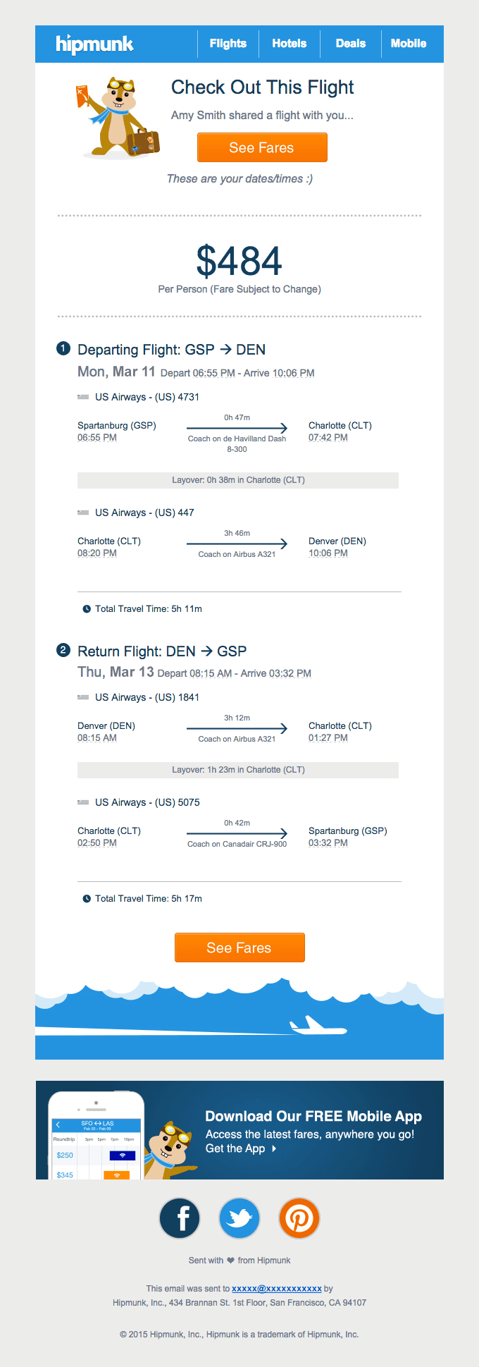 Hipmunk Flight Share!