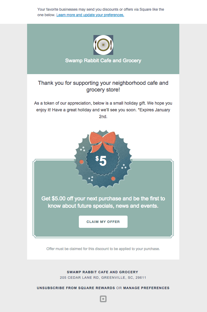 A Small Holiday Gift from Swamp Rabbit Cafe and Grocery