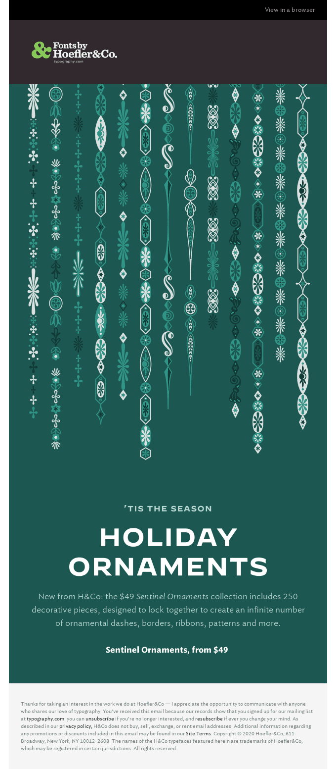 Holiday Ornaments, from H&Co