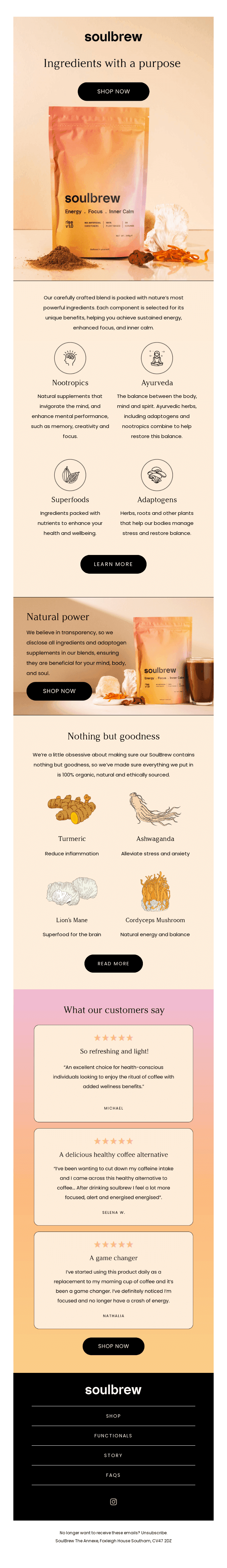 Ingredients with a purpose.