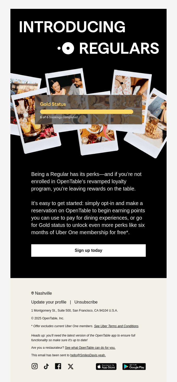 Introducing OpenTable Regulars