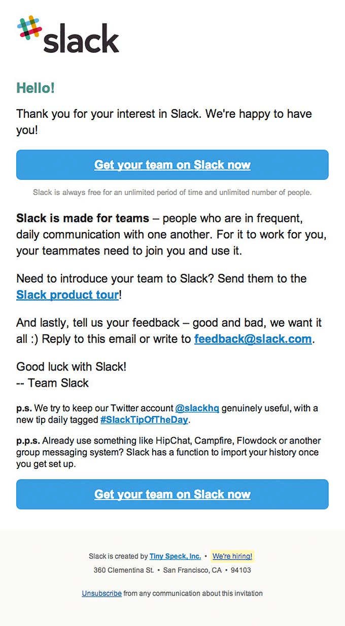 Invitation Email From Slack