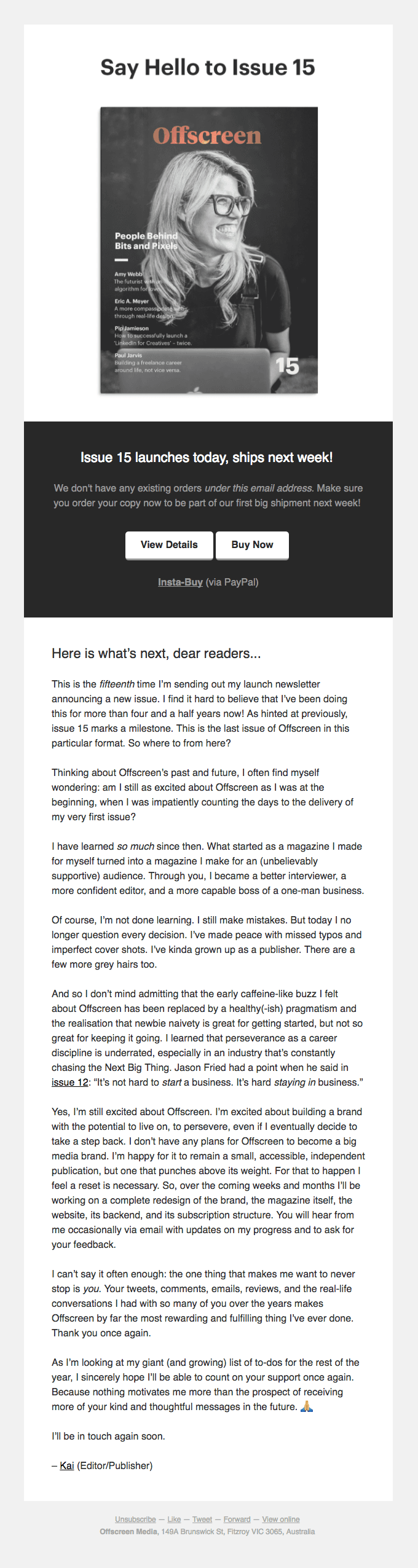 �� Issue 15 is here (and some thoughts on Offscreen’s future)