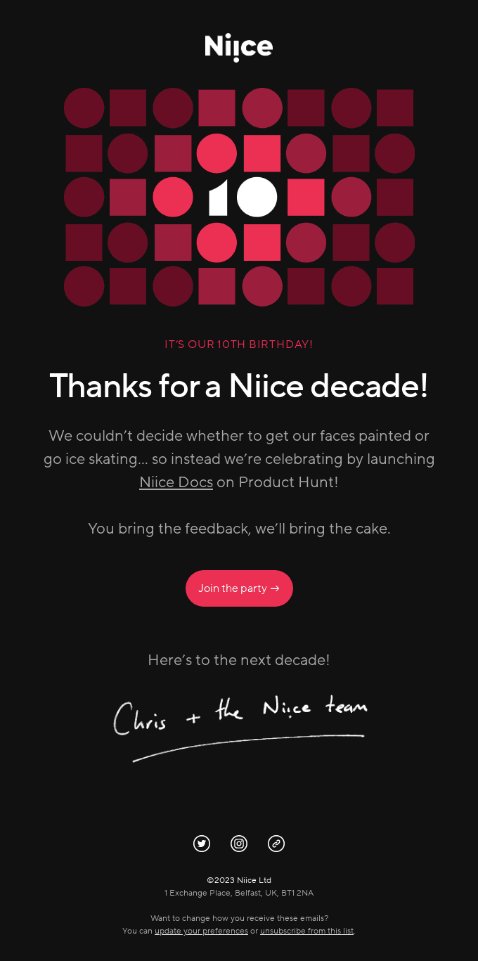 🎂 It’s Niice’s 10th birthday!