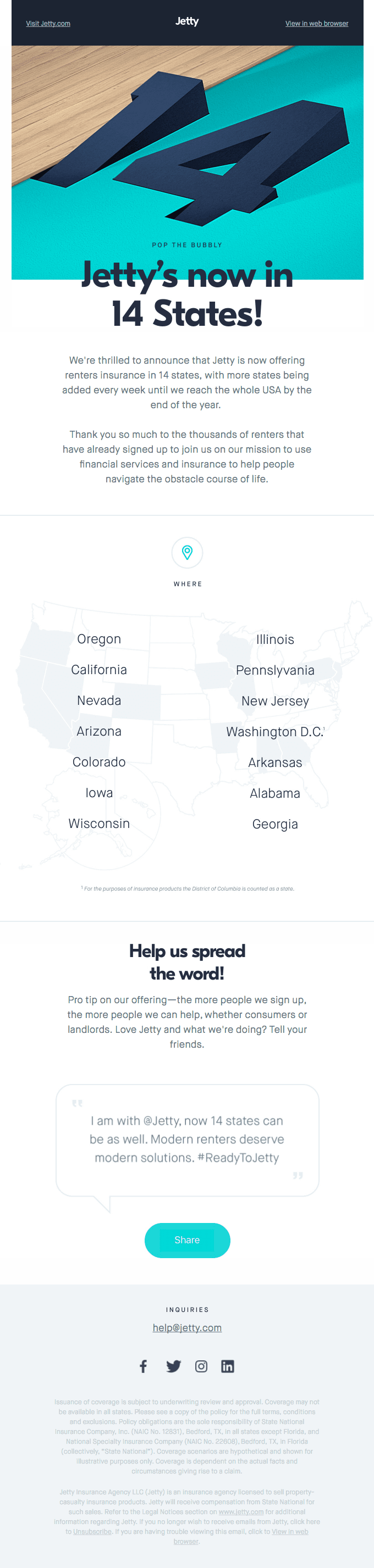 Jetty’s in 14 States!
