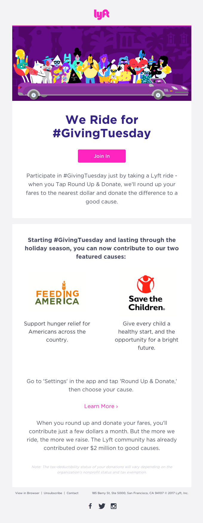 Join #GivingTuesday with Lyft