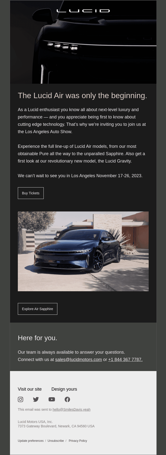 Join Lucid at the LA Auto Show.