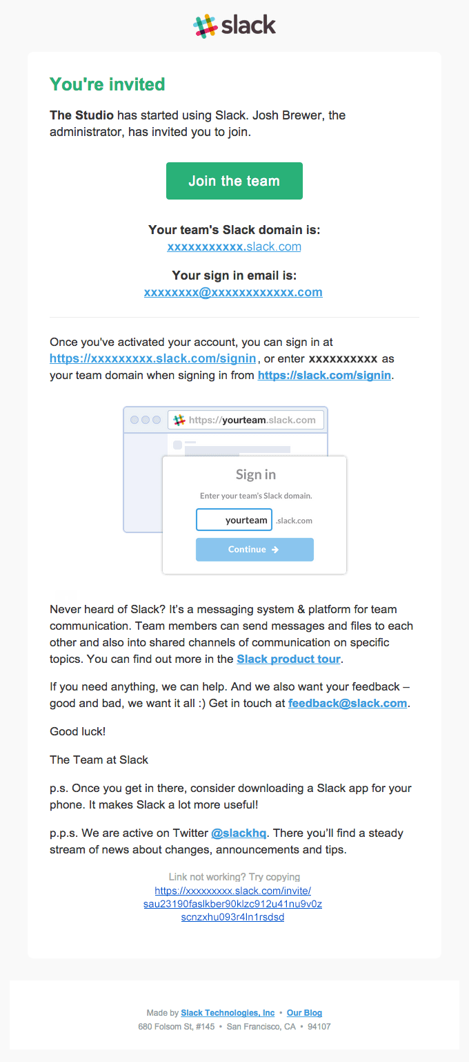 Josh Brewer has invited you to join The Studio on Slack