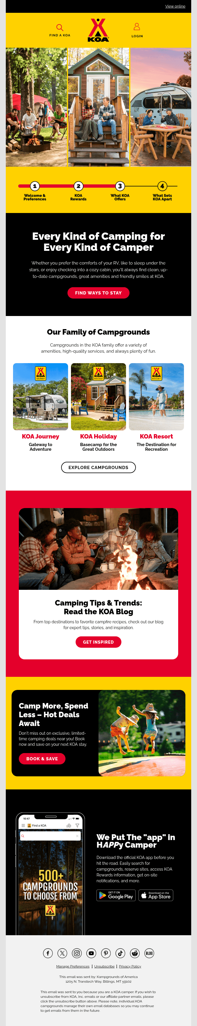 Anyway You Like to Camp, Find Your Site at KOA