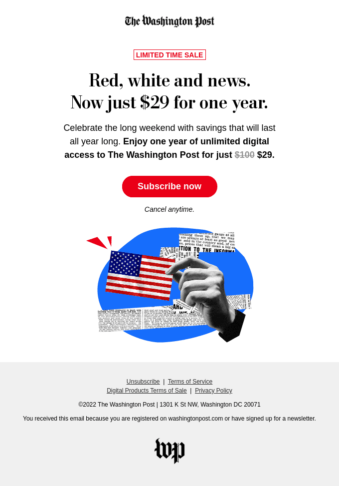 Limited time: One year for $29.