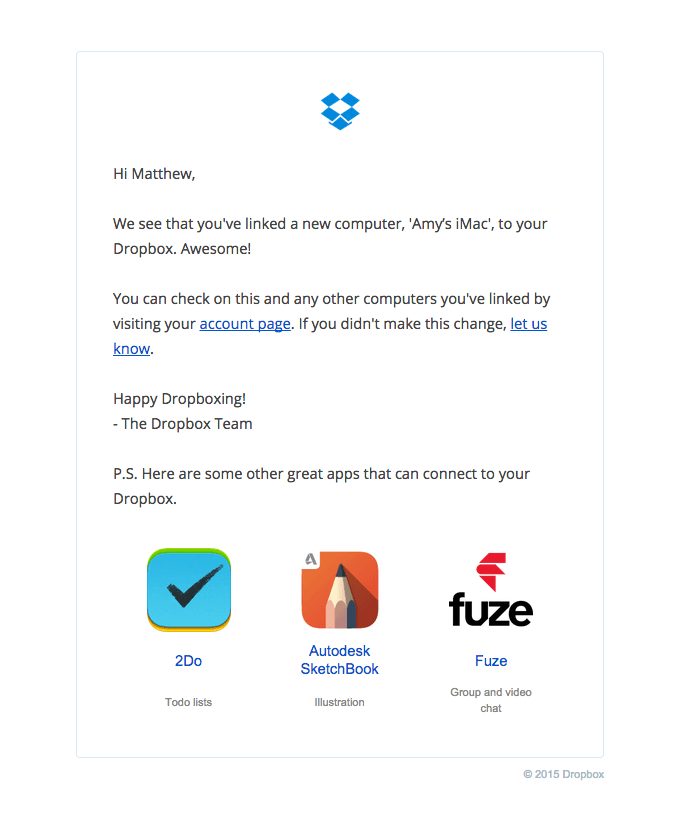 You’ve linked a new computer to Dropbox