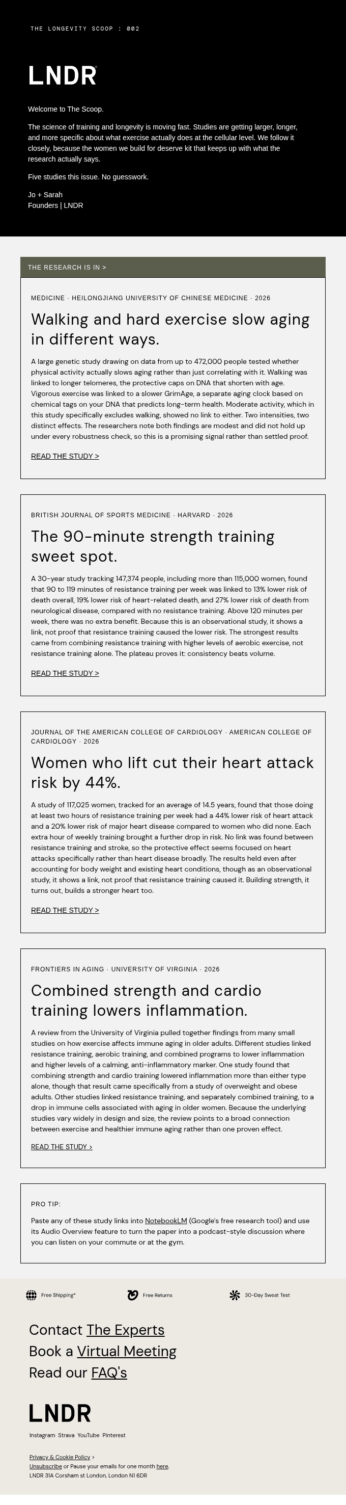 New studies on training for longevity