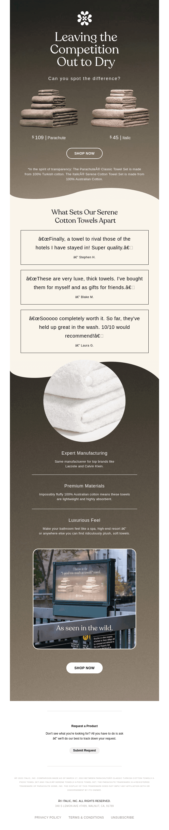 Luxury quality. Half the price.
