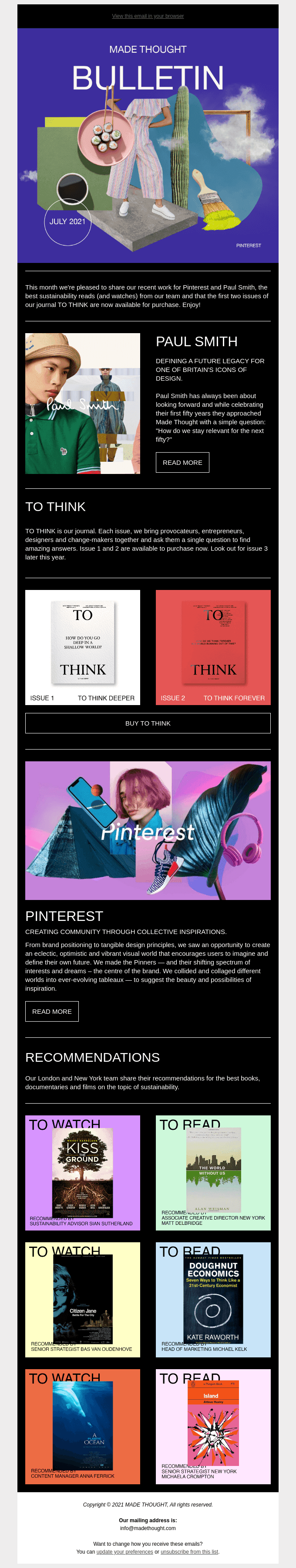 MADE THOUGHT BULLETIN JULY