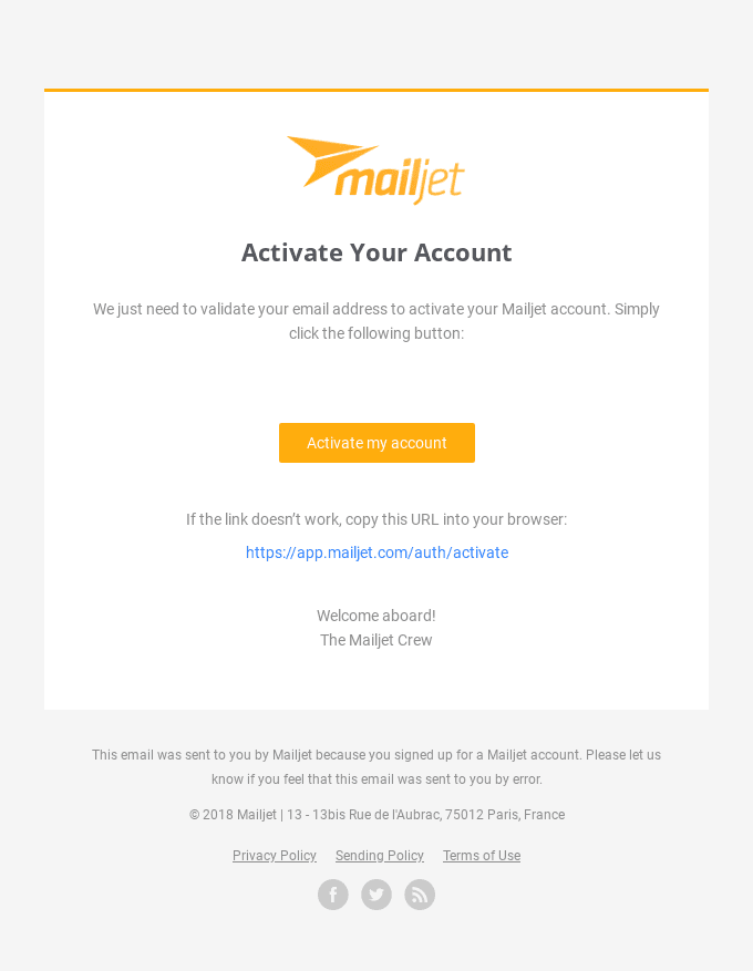 Mailjet - Activate your account