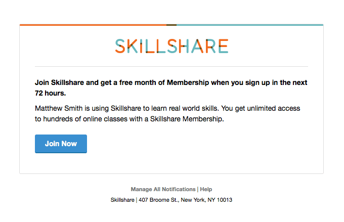 Matthew Smith just invited you to Skillshare, become a Member and get your first month free.