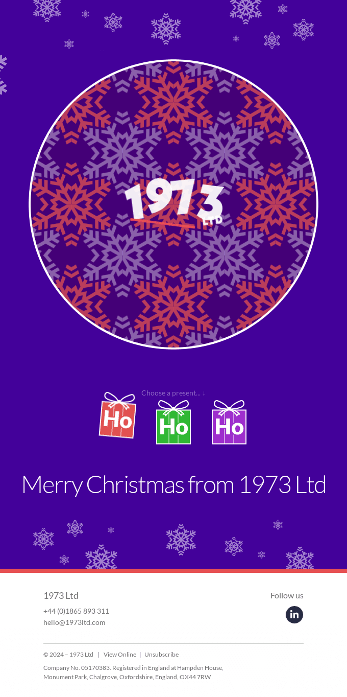 Merry Christmas from 1973 Ltd